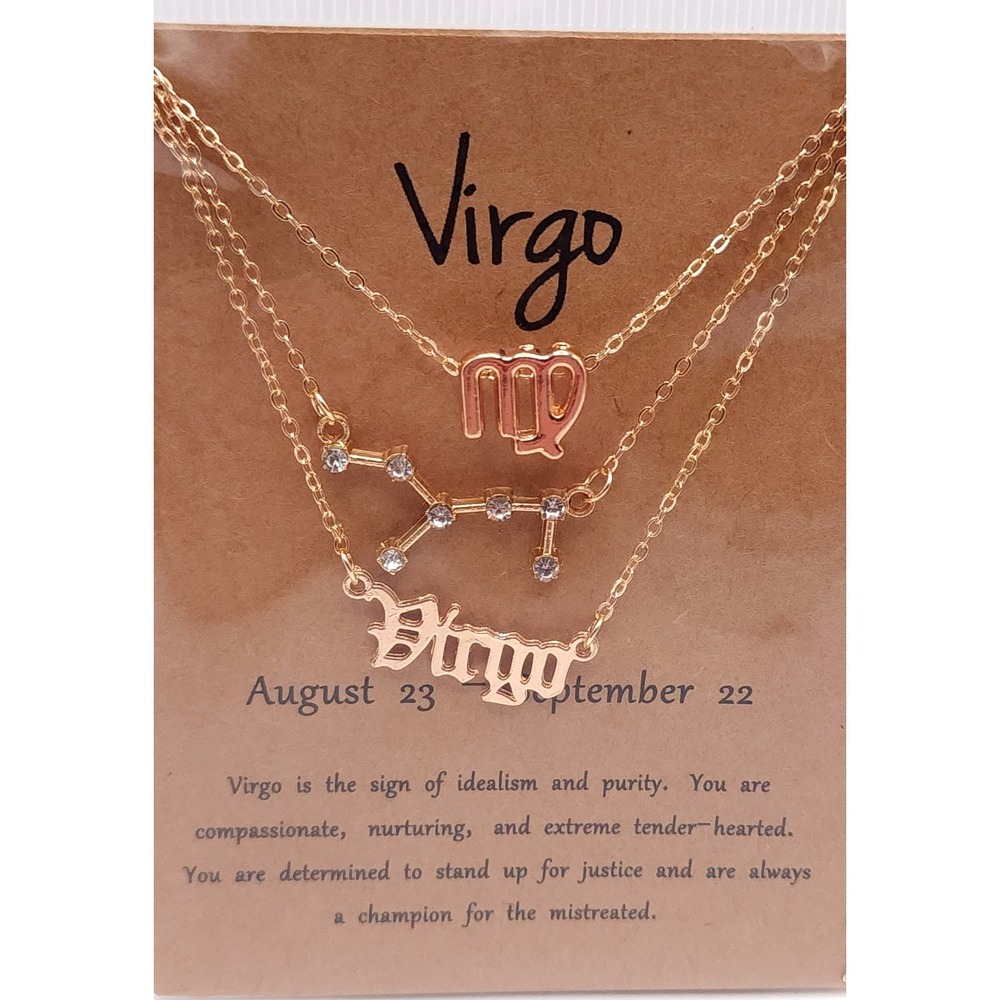 Virgo Zodiac Layered Gold Necklace Set‎